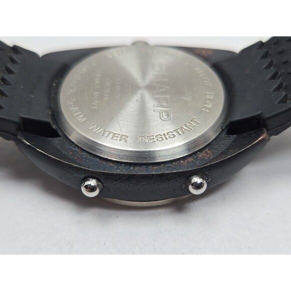 Sharp Analog Digital Quartz Sport Watch 5 ATM Black Rubber Band New Battery Mens - Picture 12 of 12